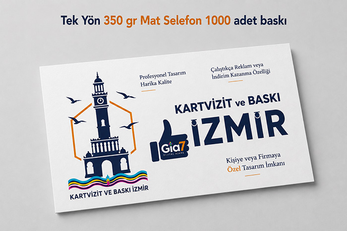 350 gr tek yon mat selefonlu kartvizit 1000 adet - izmir kartvizit
